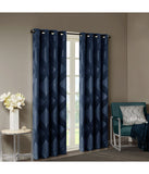 Byron Ogee Knitted Jacquard Total Blackout Curtain Panel Navy