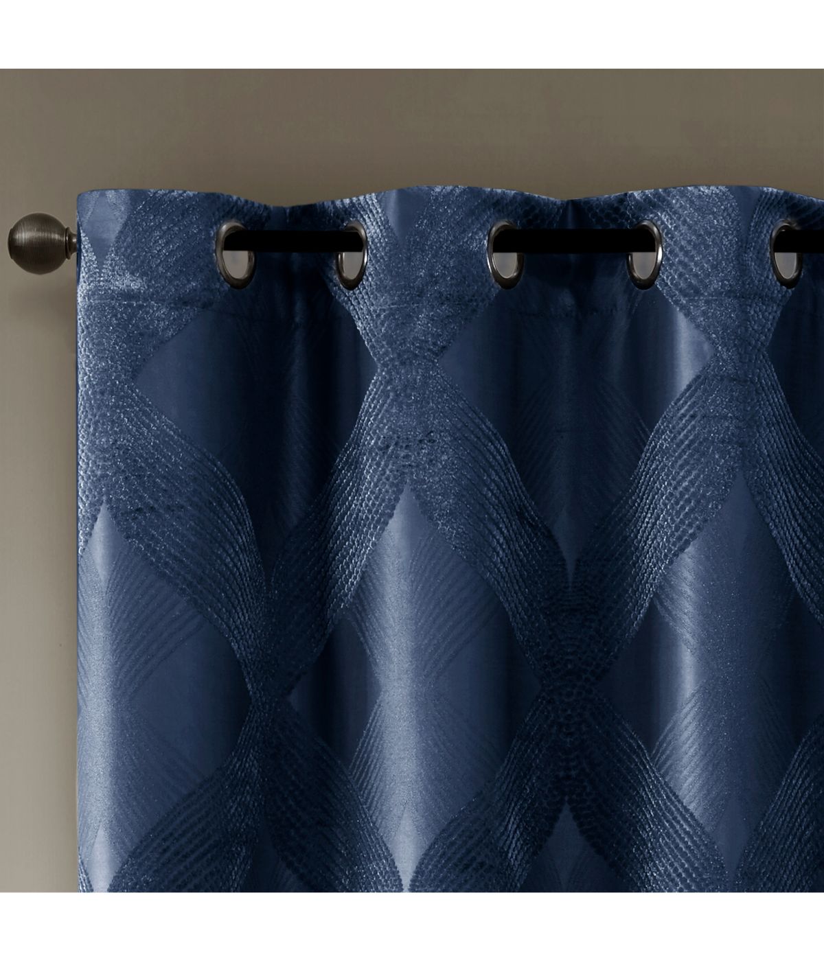 Byron Ogee Knitted Jacquard Total Blackout Curtain Panel Navy