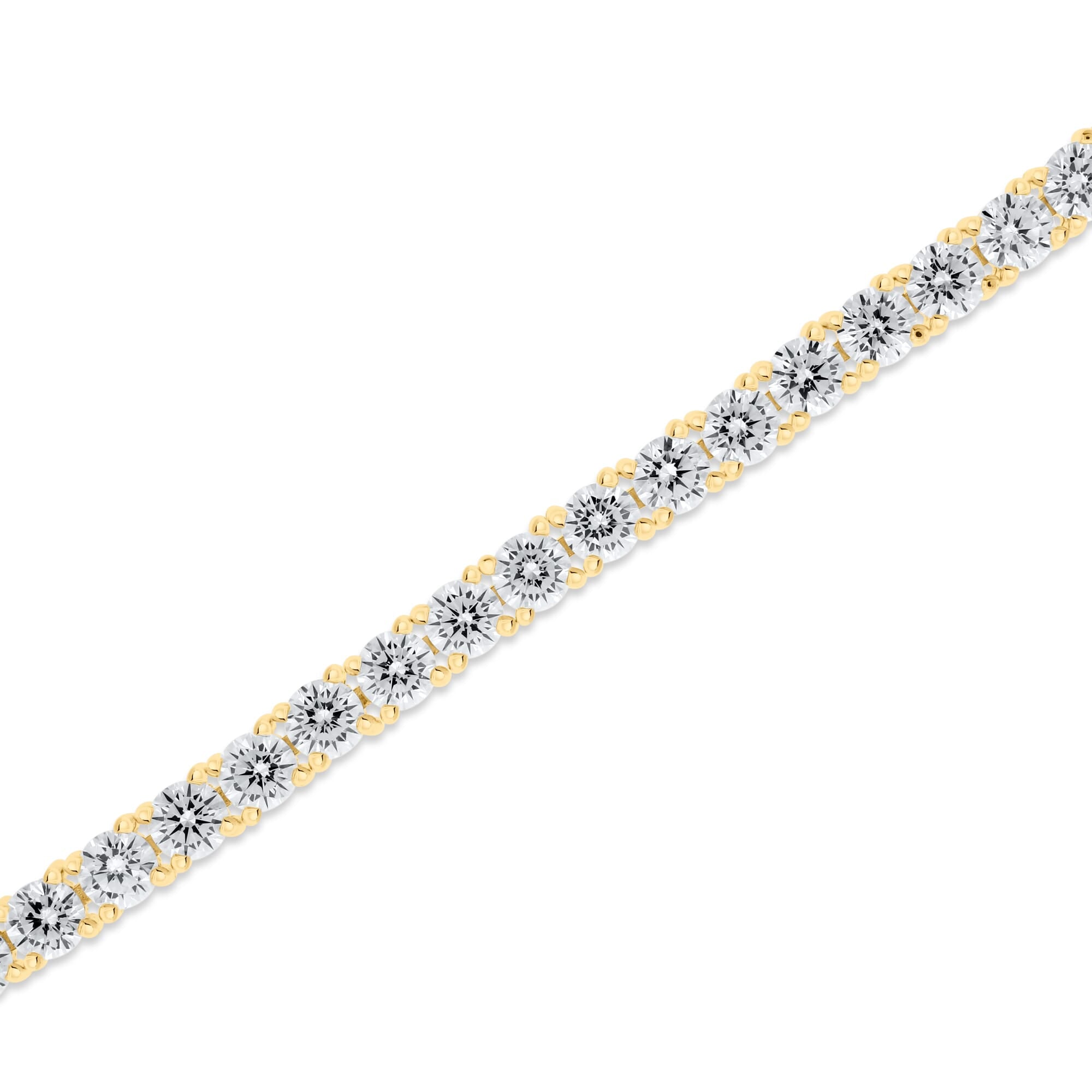 Sterling-Silver-Yellow-Gold-over-Silver-4MM-Rd-CZ-Tennis-Bracelet-8-inch-Clear stone-2