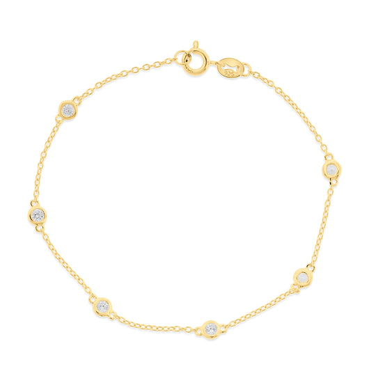 Sterling-Silver-Yellow-Gold-over-Silver-CZ-By-The-Yard-Station-Bracelet-8-inch-Clear stone-1