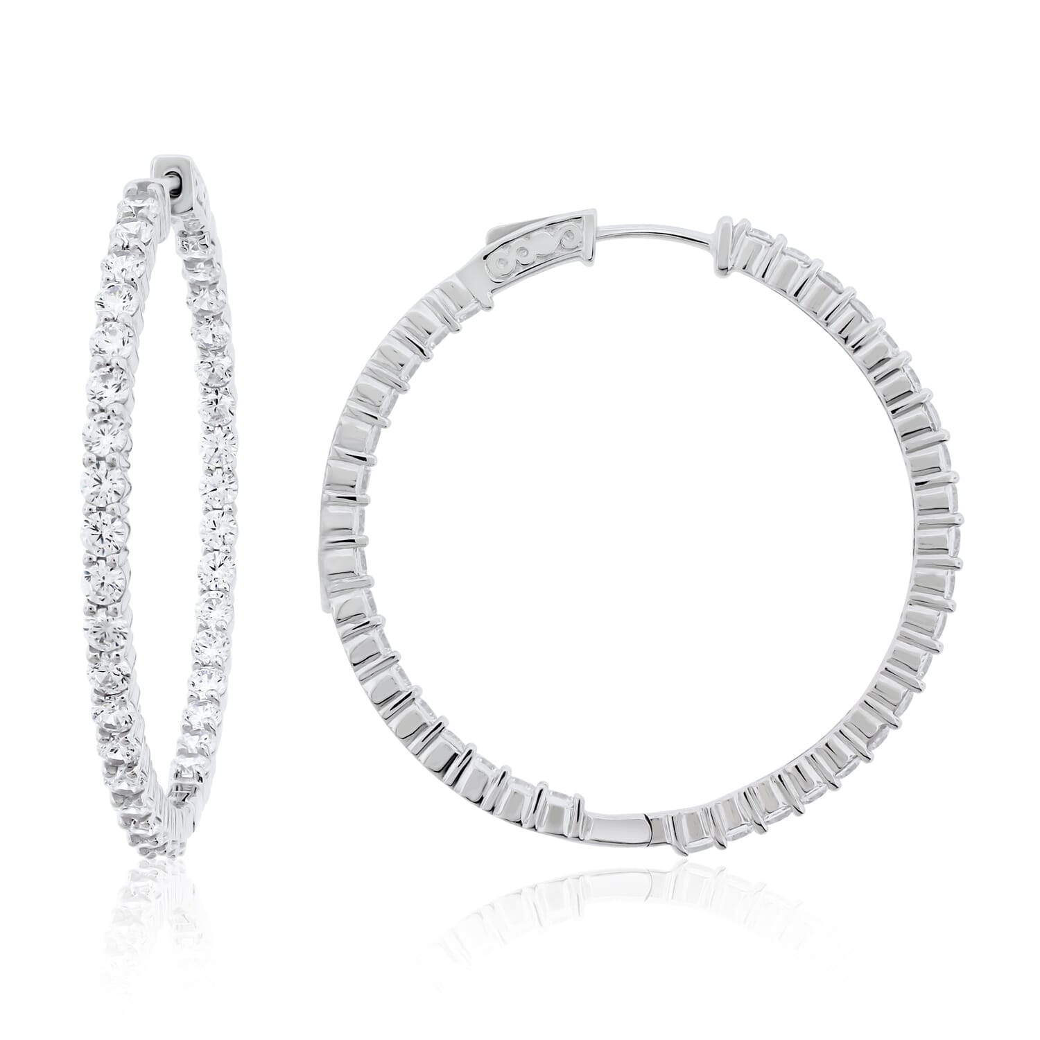 Sterling-Silver-CZ-Inside-Out-Hoops-Clear stone-9.6 grams-2