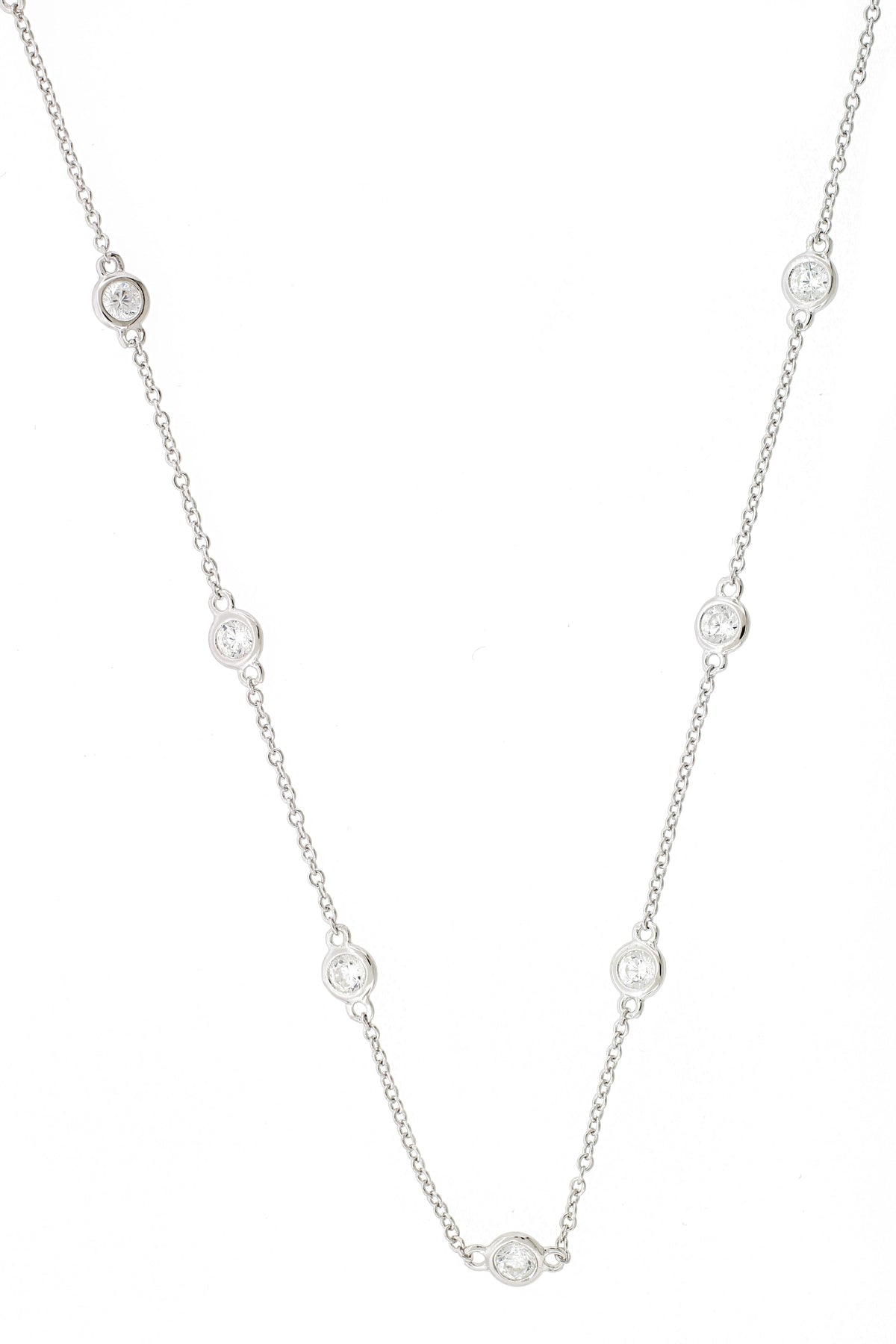 Sterling-Silver-CZ-By-The-Yard-Station-Necklace-24-inch-Clear stone-1