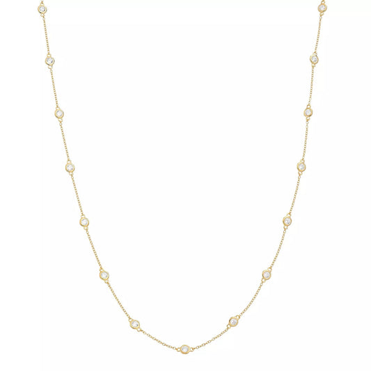 Sterling-Silver-Yellow-Gold-over-Silver-CZ-By-The-Yard-Station-Necklace-20-inch-Clear stone-1