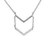 Sterling-Silver-Rhod-Pave-CZ-V-Necklace-Clear stone-1