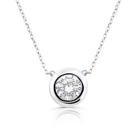 Sterling-Silver-Rd-CZ-Bezel-Necklace-Clear stone-1