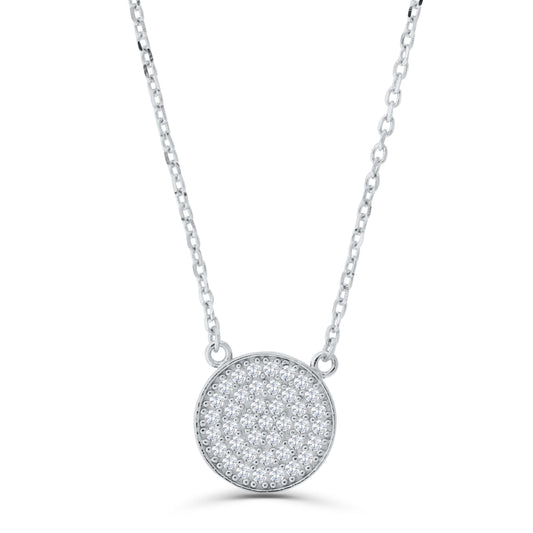 Sterling-Silver-Rd-CZ-Pave-Circle-Station-Necklace-Clear stone-1