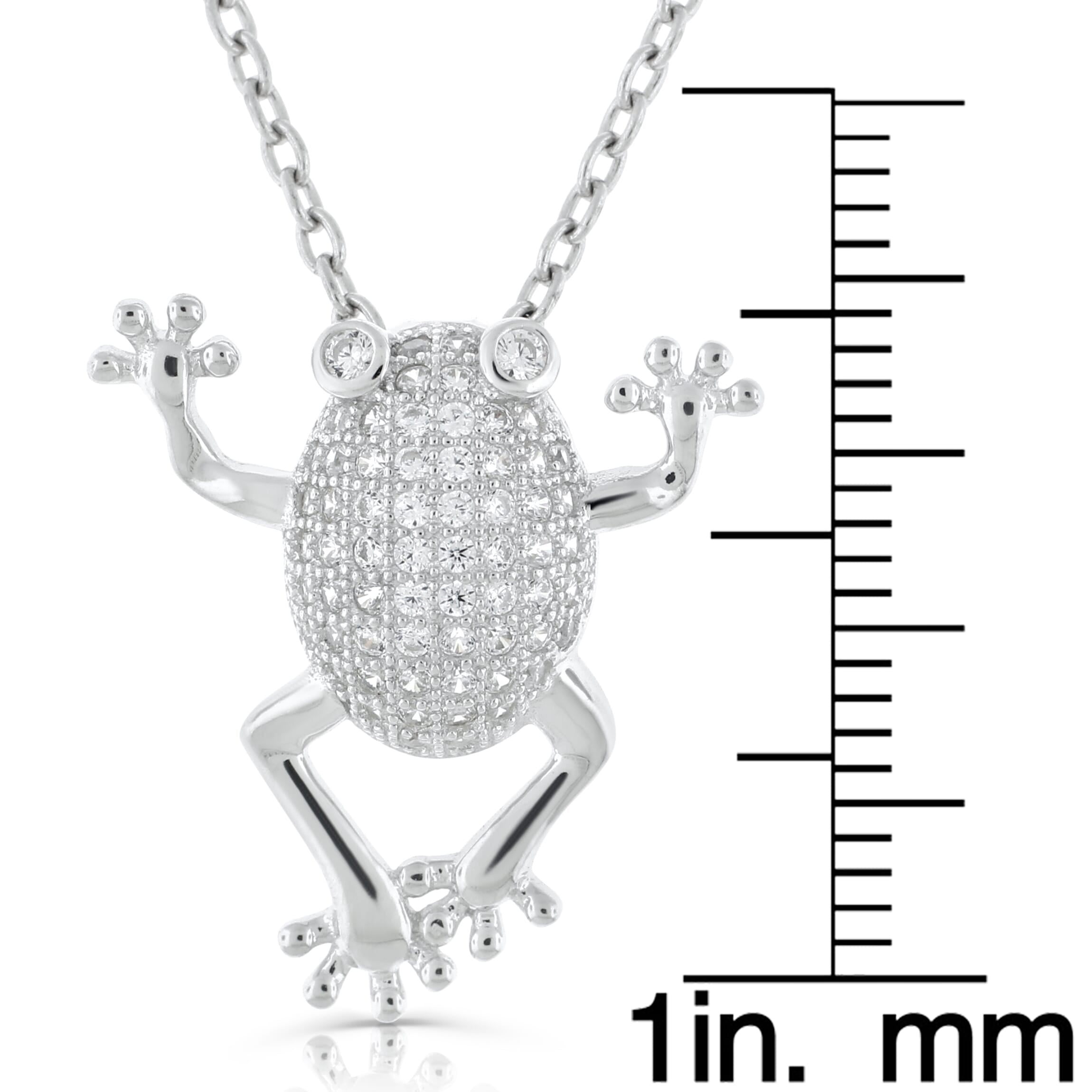 Sterling-Silver-Pave-CZ-Frog-Pendant-Clear stone-2