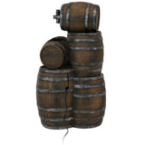 29"H Electric Polyresin Stacked Whiskey Barrel Water Fountain with LED Lights