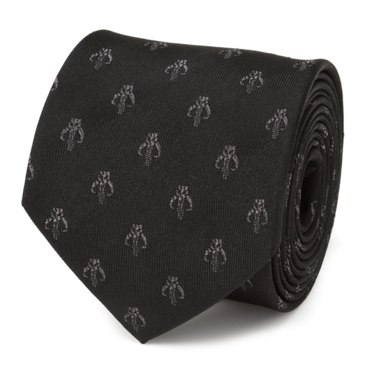 Mandalorian-Black-Silk-Mens-Tie-Black-1