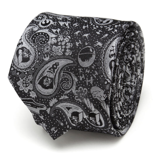 Vader-Paisley-Black-and-White-Mens-Tie-Black-1