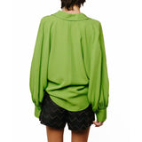 Amira Oversized Button Down Satin Top