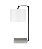 William Table Lamp with Fabric Shade Blackened Bronze, Concrete & White