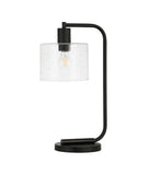Timeo Table Lamp with Glass Shade Blackened Bronze & Seeded