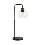 Wilton Arc Table Lamp with Glass Shade Blackened Bronze