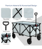 Folding Collapsible Wagon Utility Camping Cart With Wheels & Adjustable Handle Grey