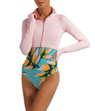 BloqUV Women's UPF 50+ Sun Protection Full Zip Crop Top-XL-Tickle Me Pink-3