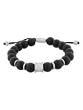 Stainless Steel Matte Onyx Bead Bolo Bracelet