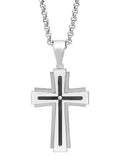 .03Ct Stainless Steel With Black Ip Cross Pendant