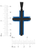 Black & Blue Ip Stainless Steel Satin Center Cross Pendant