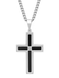 .02Ct Stainless Steel With Black Enamel Cross Pendant