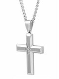 .05Ctw Stainless Steel Cross Pendant