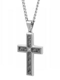 .02 Stainless Steel With White Carbon Fiber Cross Pendant