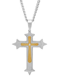 .02Ct Stainless Steel With Yellow Ip Cross Pendant