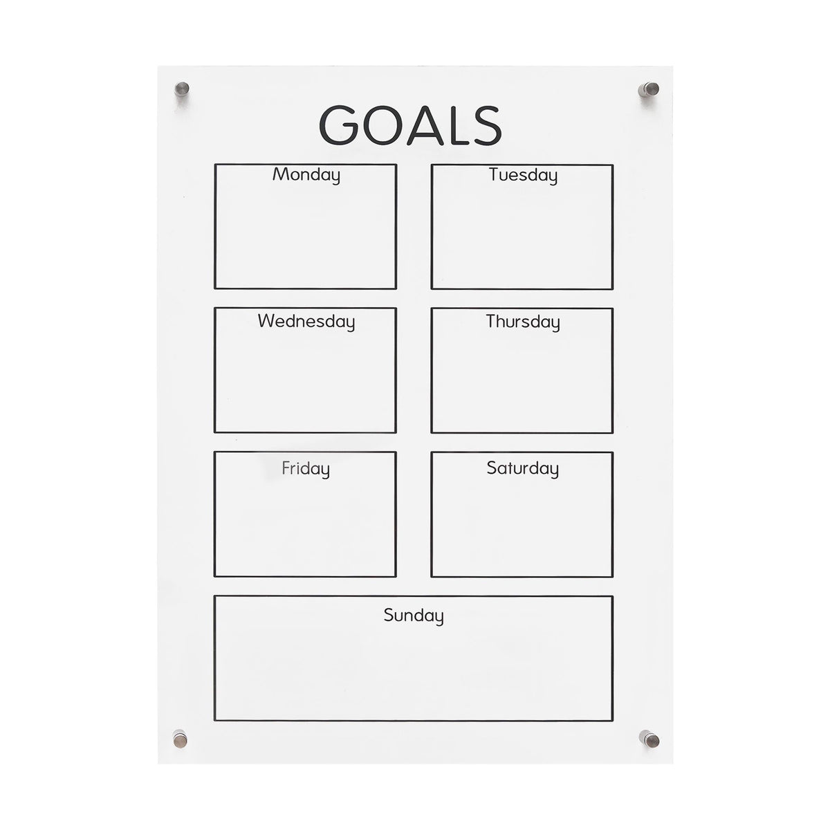 Acrylic Weekly Calendar Dry Erase Board