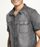 Brooklyn Laundry Men's Short Sleeve Stretch Denim Shirt