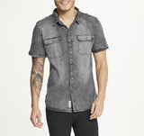 Brooklyn Laundry Men's Short Sleeve Stretch Denim Shirt