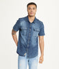  Brooklyn Laundry Men's Short Sleeve Stretch Denim Shirt 4