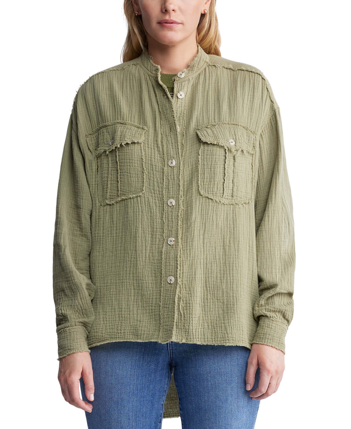 Taylee Ls Oversized Dbl Pkt Shirt