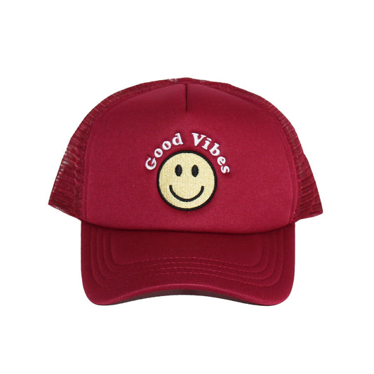 TRUCKER HAT MAROON GOOD VIBES