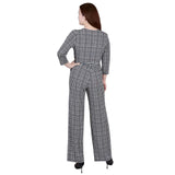 Petite 3/4 Sleeve Belted Jumpsuit