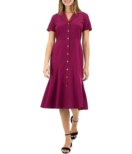 Button up Sharkskin Shirtdress Bali Orchid