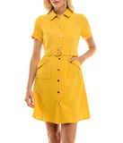 Sharkskin Shirtdress with Strap Detail Goldilocks