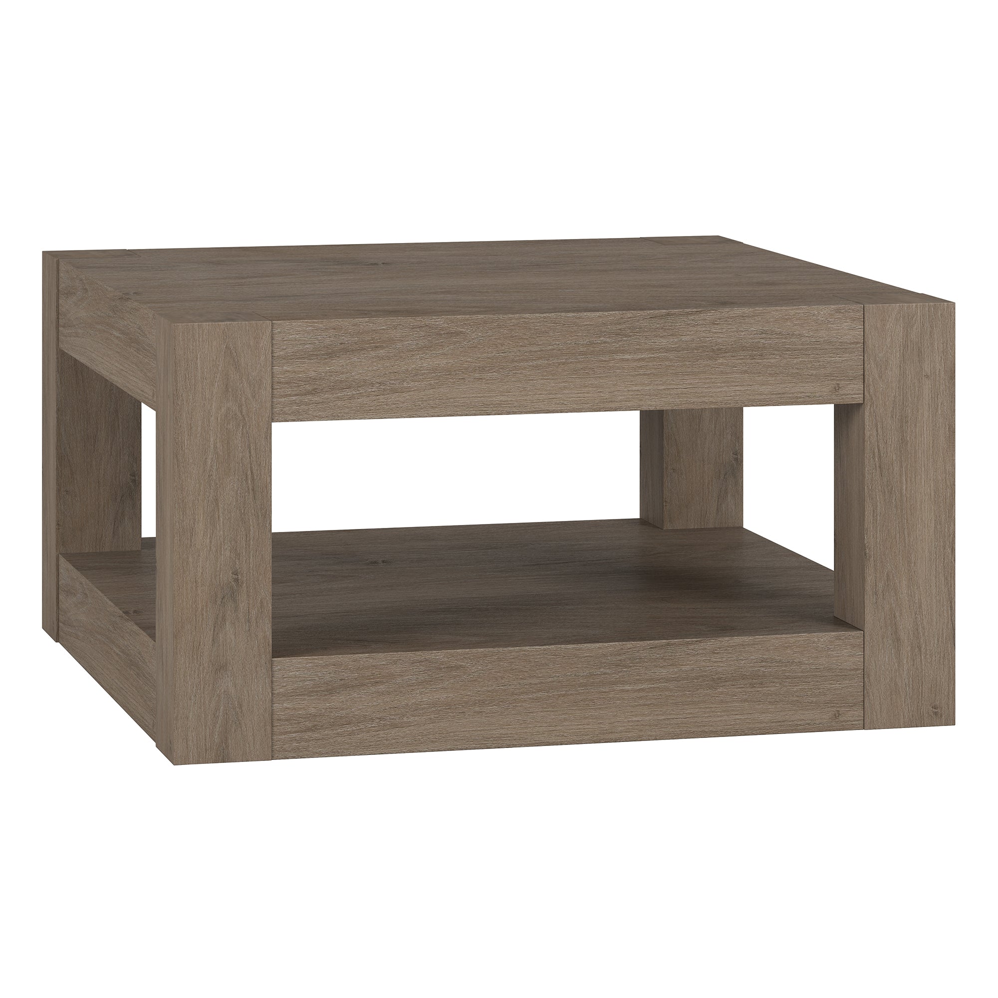 Hughes 32" Wide Square Coffee Table-Antiqued Gray Oak