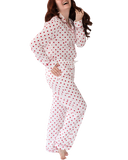 Myra Seersucker Dots Women's Long Sleeve Shirt & Pajama Set