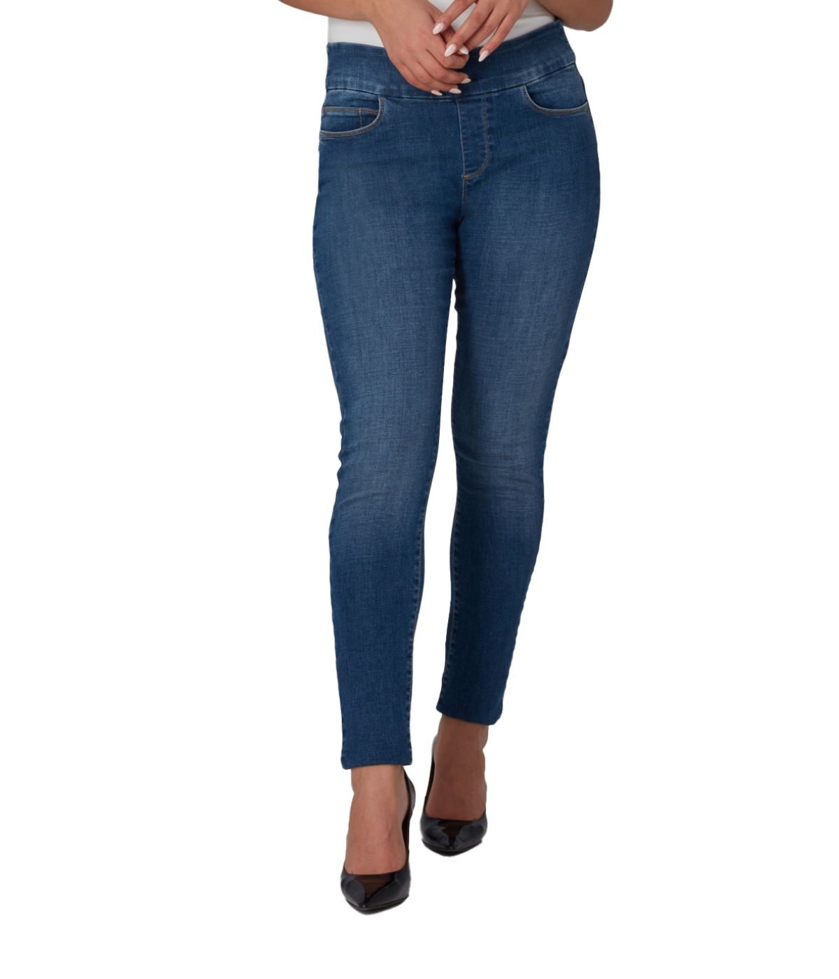 Lola Jeans ANNA-RCB High Rise Skinny Pull-On Jeans Rugged Classic Blue