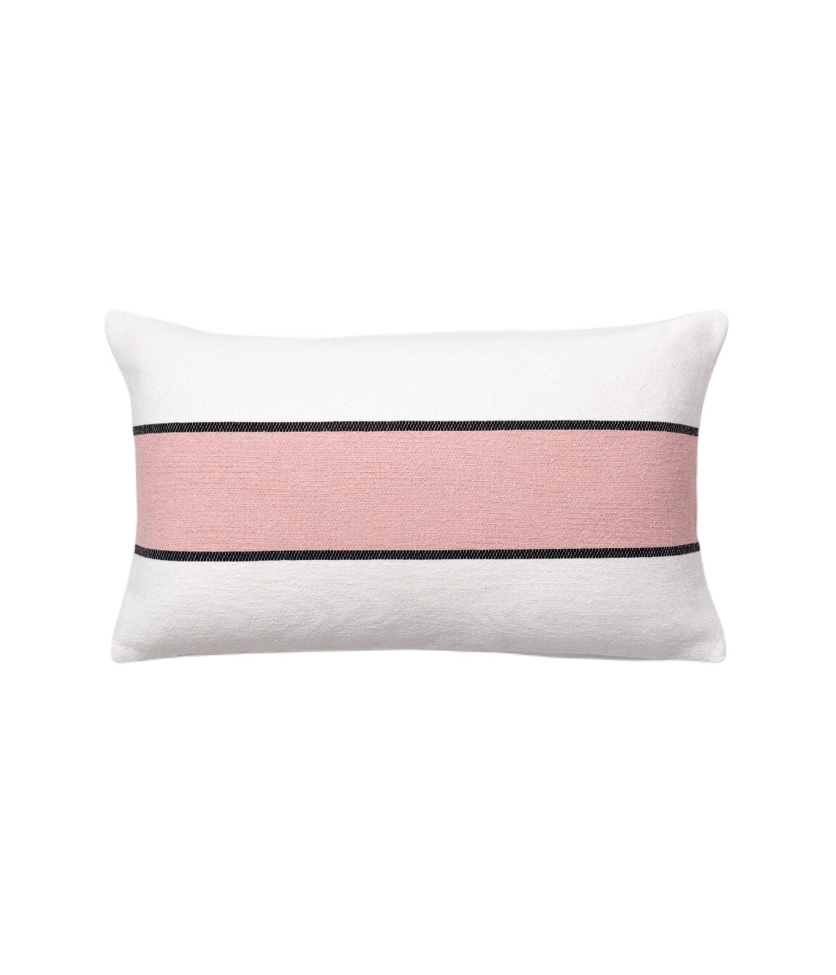 Striped Color Blocked Decorative Pillow Blush