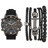 Analog Watch-Anchor Bracelet Set