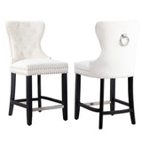 24" Tufted Velvet Counter Stool, Set of 2