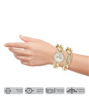 Open-Link Crystal Embellished Analog Watch-Bracelet Set