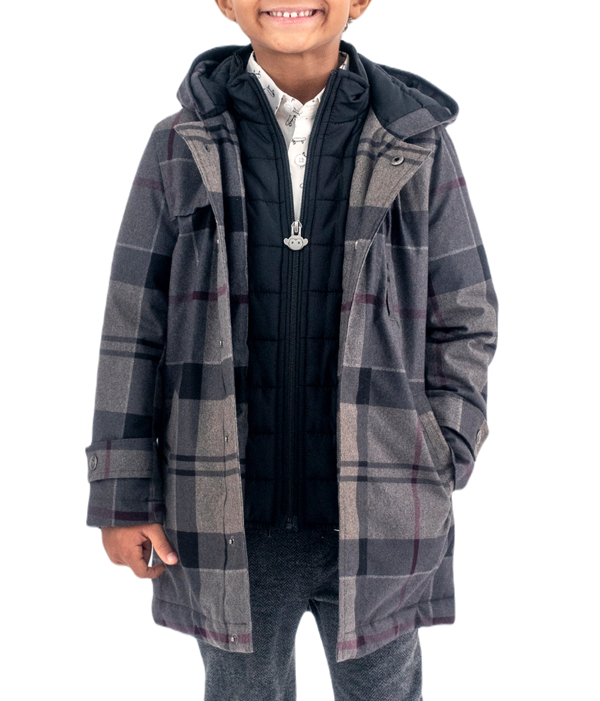 New Gotham Coat Grey Plaid