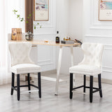 24" Tufted Velvet Counter Stool, Set of 2