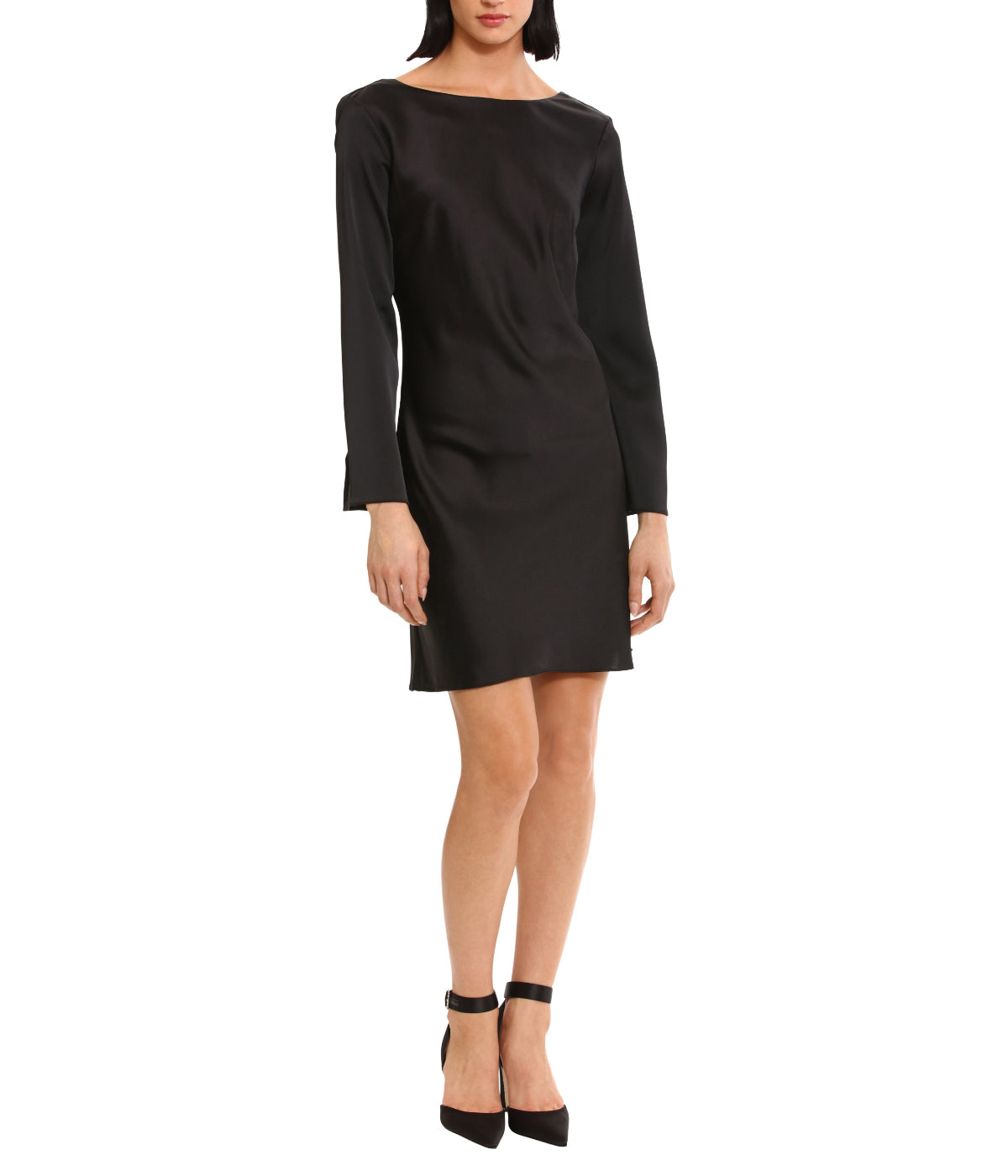 Long Sleeve Mini Dress With Embellished Back Detail Black