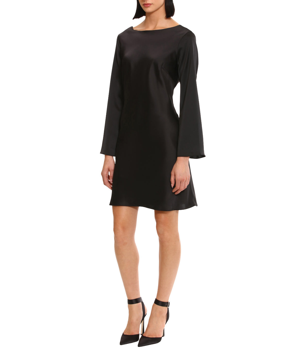 Long Sleeve Mini Dress With Embellished Back Detail Black