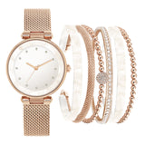 Analog Watch-Bead Bracelet Set