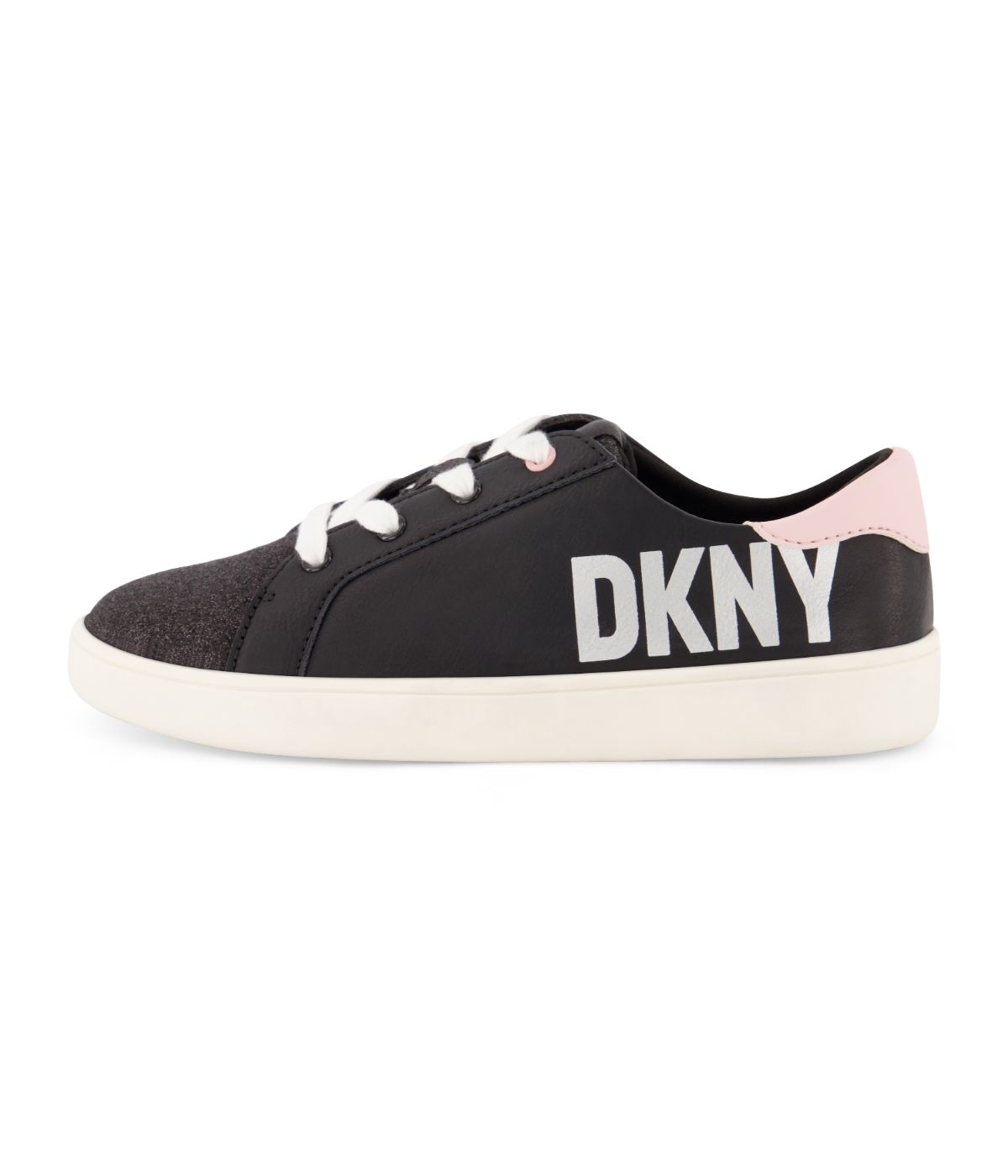 Low Top Court Shoe With Oversized Side Logo Black