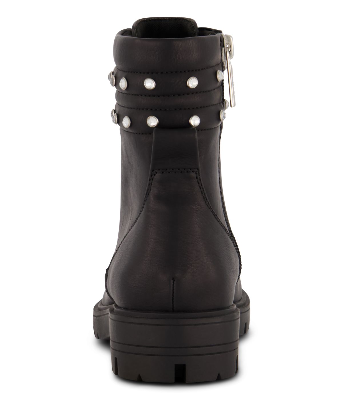 Ankle Boot With Larger Crystal Stones On The Collar Black